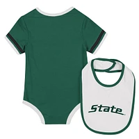 Newborn & Infant Colosseum  Green Michigan State Spartans Bodysuit Bib Set