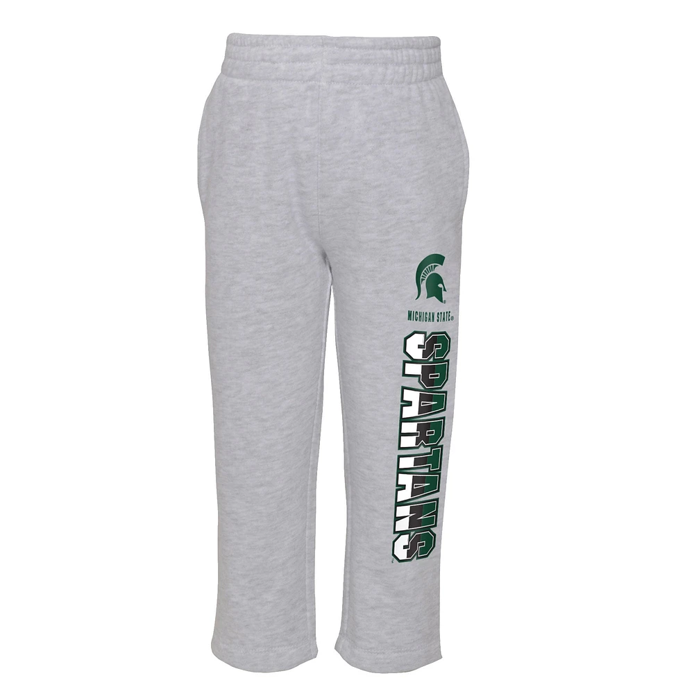 Ensemble sweat à capuche et pantalon pour enfant en bas âge gris chiné/vert Michigan State Spartans Playmaker