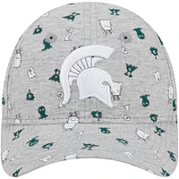 Casquette flexible 9FORTY New Era pour tout-petit, Michigan State Spartans, imprimé critter, gris chiné
