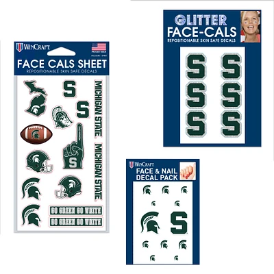 Ensemble de tatouages ​​sans eau WinCraft Michigan State Spartans 4" x 7"