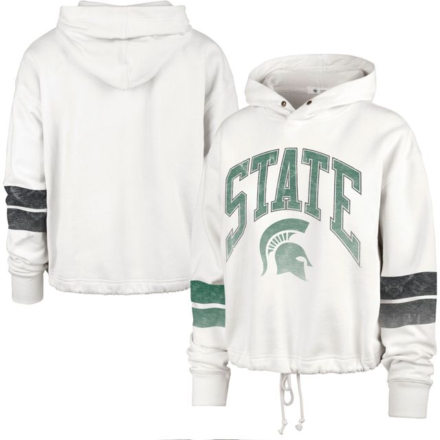 Sweat à capuche court ajustable '47 Cream Michigan State Spartans Harper pour femme