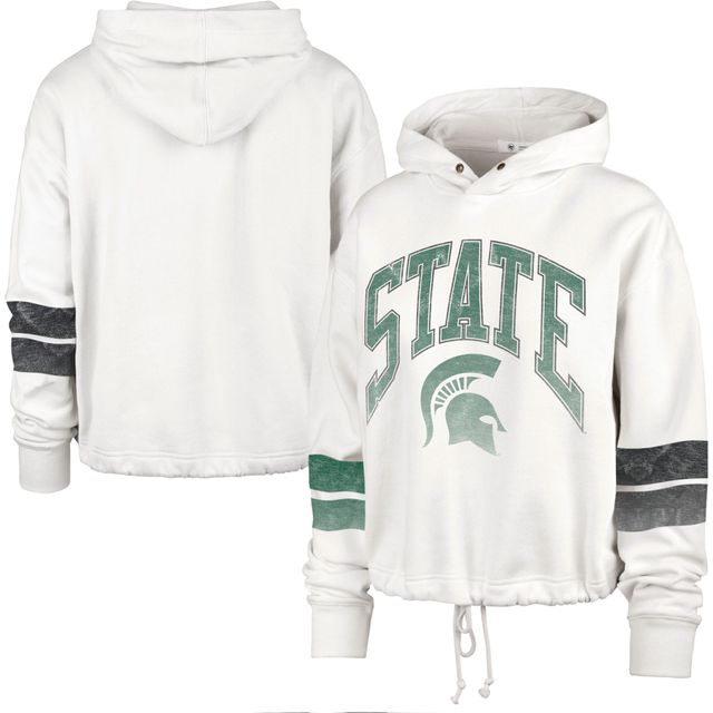 Sweat à capuche court ajustable '47 Cream Michigan State Spartans Harper pour femme
