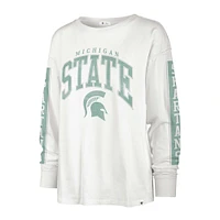 T-shirt à manches longues '47 crème Michigan State Spartans Statement SOA 3-Hit pour femmes