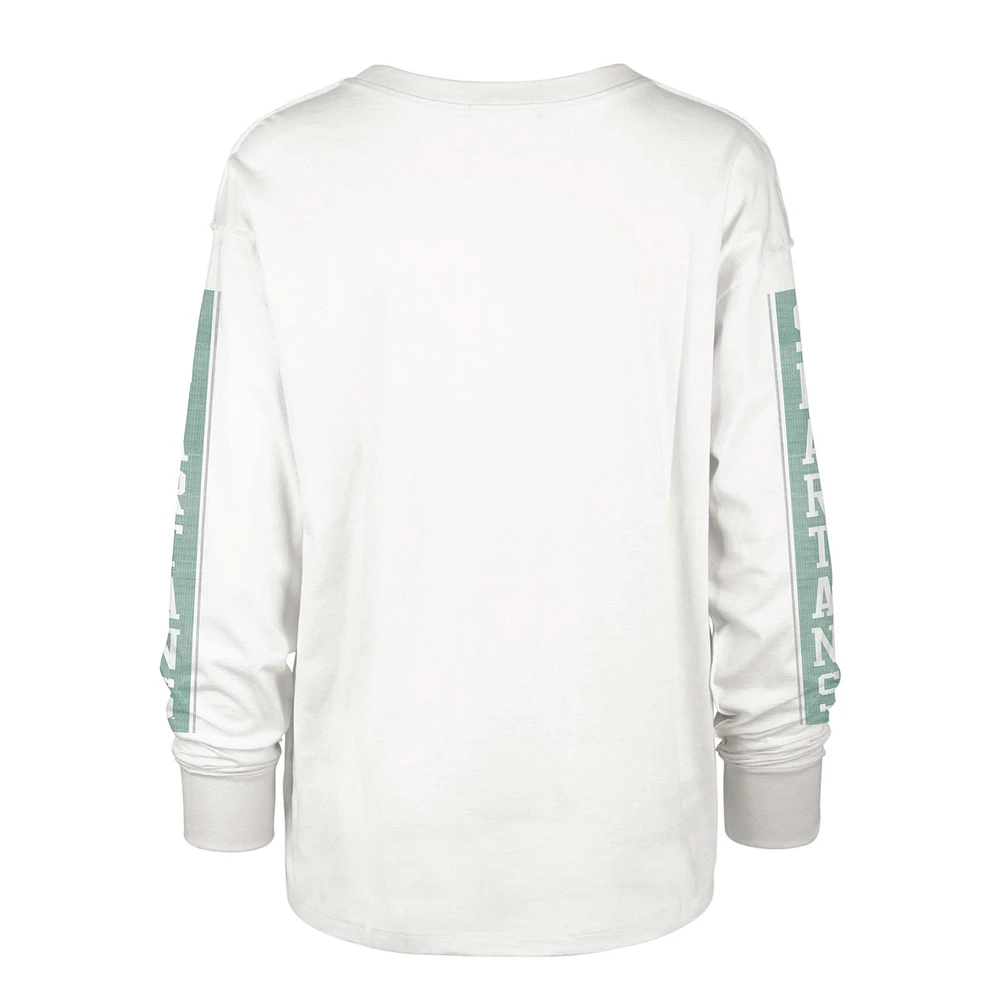 T-shirt à manches longues '47 crème Michigan State Spartans Statement SOA 3-Hit pour femmes