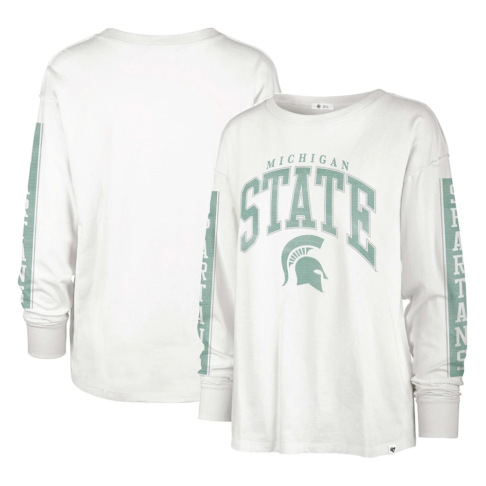 T-shirt à manches longues '47 crème Michigan State Spartans Statement SOA 3-Hit pour femmes