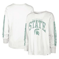T-shirt à manches longues '47 crème Michigan State Spartans Statement SOA 3-Hit pour femmes