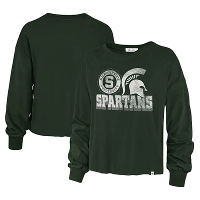 T-shirt à manches longues et taille haute pour femmes '47 vert Michigan State Spartans Bottom Line Parkway