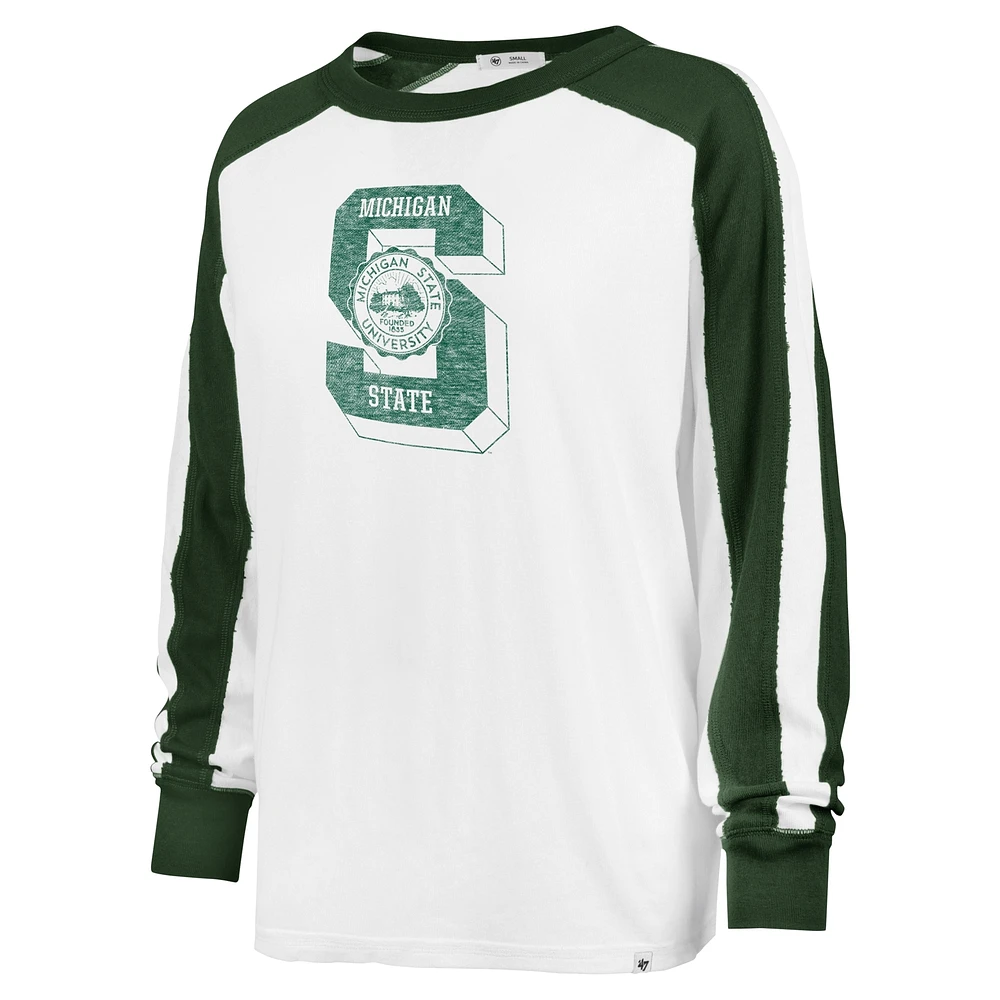 T-shirt blanc à manches longues '47 Michigan State Spartans Premier Caribou Raglan pour femmes