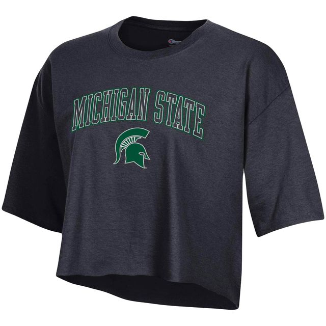 T-shirt court noir Champion des Spartans de l'État du Michigan pour femmes