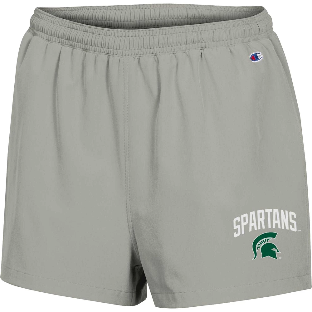 Short taille haute pour fan de football des Michigan State Spartans Champion gris femmes