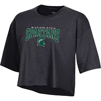 T-shirt court pour femme Champion Heather Charcoal Michigan State Spartans Boyfriend