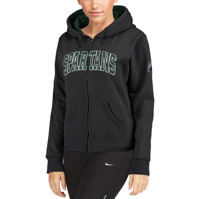 Sweat à capuche zippé pour femme Michigan State Spartans anthracite avec nom arqué