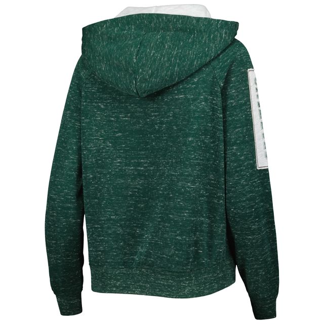 Colosseum Green Michigan State Spartans The Devil Speckle Lace-Placket Raglan Sweat à capuche pour femme