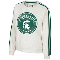 Women's Colosseum Natural Michigan State Spartans I'm Gorgeous Speckled Fleece Raglan Pullover Sweatshirt