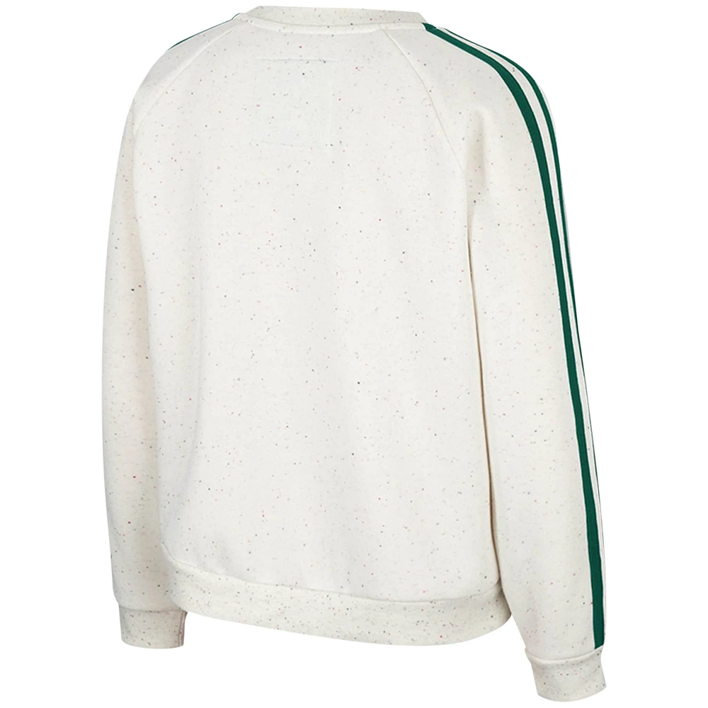 Women's Colosseum Natural Michigan State Spartans I'm Gorgeous Speckled Fleece Raglan Pullover Sweatshirt