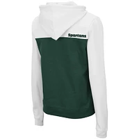 Women's Colosseum White/Green Michigan State Spartans Aidan Lightweight Half-Zip Hoodie