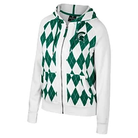 Women's Colosseum White Michigan State Spartans The Dealio Argyle Full-Zip Jacket
