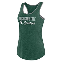 Women's Fanatics Heather Green Michigan State Spartans Fuel Racerback Tank Top