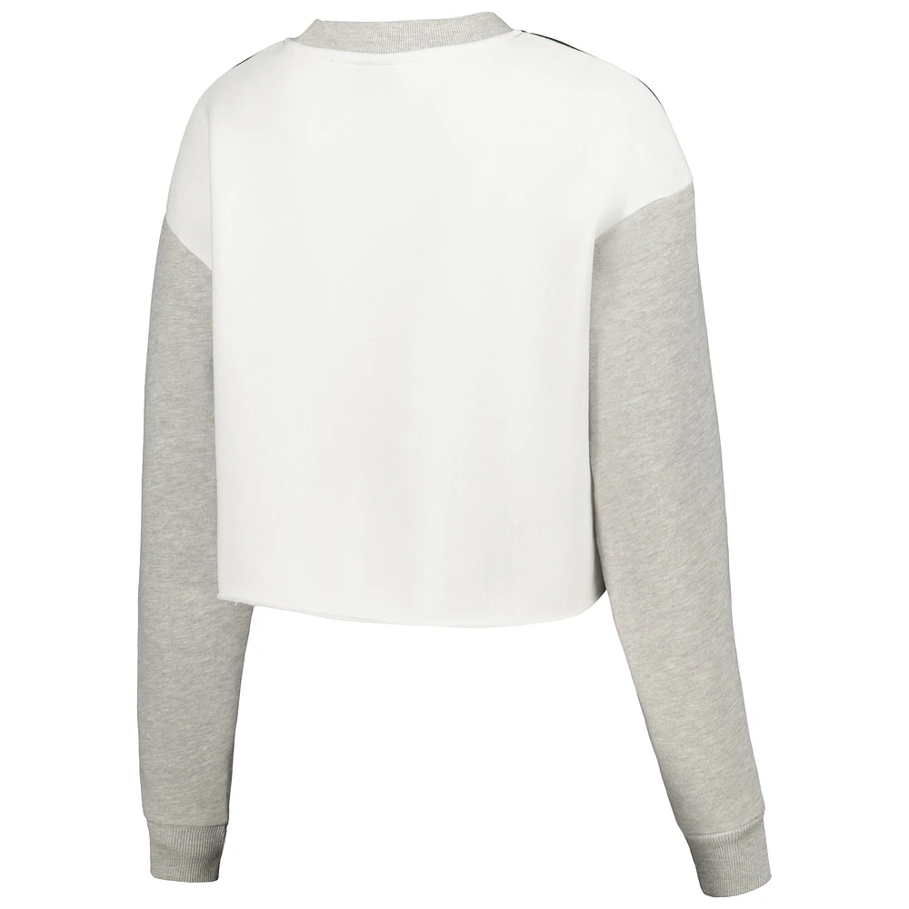 Women's Hype and Vice Green Michigan State Spartans Colorblock Rookie Crew Pullover Sweatshirt
