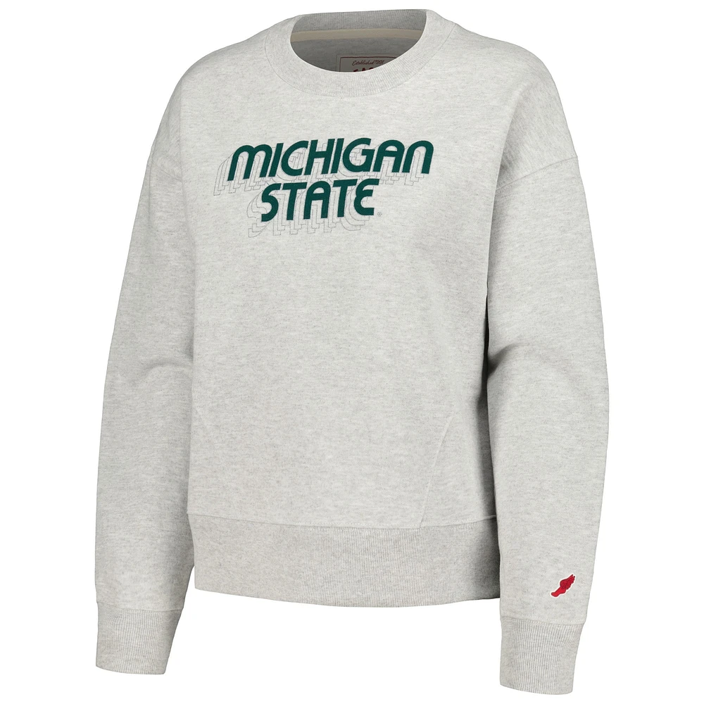 Women's League Collegiate Wear Ash Michigan State Spartans Boxy Pullover Sweatshirt