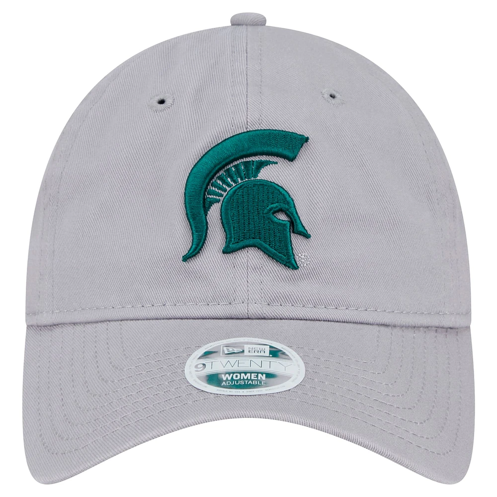 Casquette ajustable 9TWENTY pour femme avec logo Michigan State Spartans de New Era gris