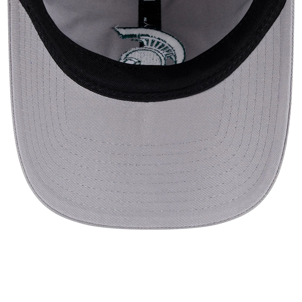 Casquette ajustable 9TWENTY pour femme avec logo Michigan State Spartans de New Era gris