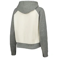 Women's Pressbox Cream/Heather Gray Michigan State Spartans Cody Tri-Bend Raglan Pullover Hoodie
