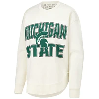 Women's Pressbox  Cream Michigan State Spartans Poncho Fleece Crew Sweatshirt