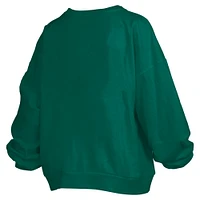 Women's Pressbox Green Michigan State Spartans Big Aug Script Janice Oversized Pullover Sweatshirt