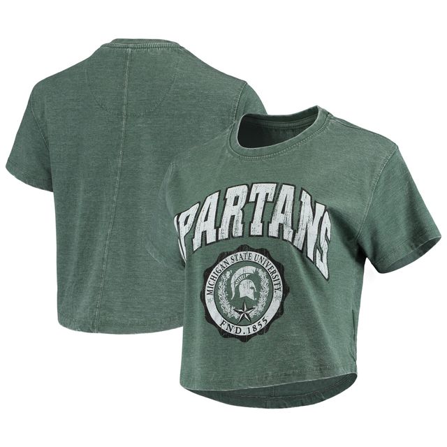 T-shirt court Pressbox vert Michigan State Spartans Edith Vintage Burnout pour femmes