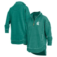 Sweat-shirt zippé quart de tour poncho Northfork Sojourn des Spartans Michigan State pour femme Pressbox Green