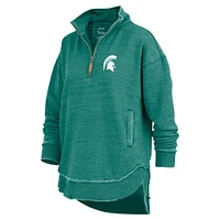 Sweat-shirt zippé quart de tour poncho Northfork Sojourn des Spartans Michigan State pour femme Pressbox Green