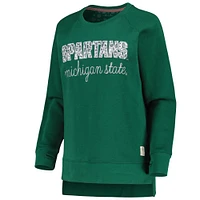 Women's Pressbox Green Michigan State Spartans Steamboat Animal Print Raglan Pullover Sweatshirt