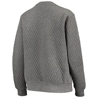 Women's Pressbox Heather Charcoal Michigan State Spartans Moose Quilted Pullover Sweatshirt