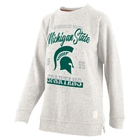 Women's Pressbox Oatmeal Michigan State Spartans Plus Comfy Cairo Terry Pullover Sweatshirt
