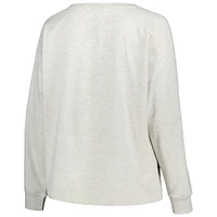 Women's Profile Oatmeal Michigan State Spartans Plus Distressed Arch Over Logo Neutral Boxy Pullover Sweatshirt