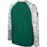 Youth Colosseum Green/Camo Michigan State Spartans OHT Military Appreciation Dark Star Raglan Long Sleeve T-Shirt