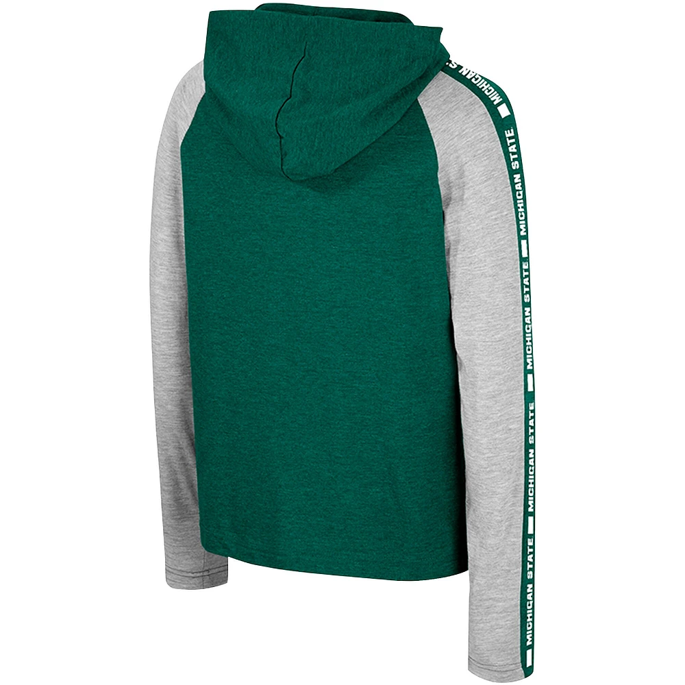 Youth Colosseum Green Michigan State Spartans Ned Raglan Long Sleeve Hooded T-Shirt