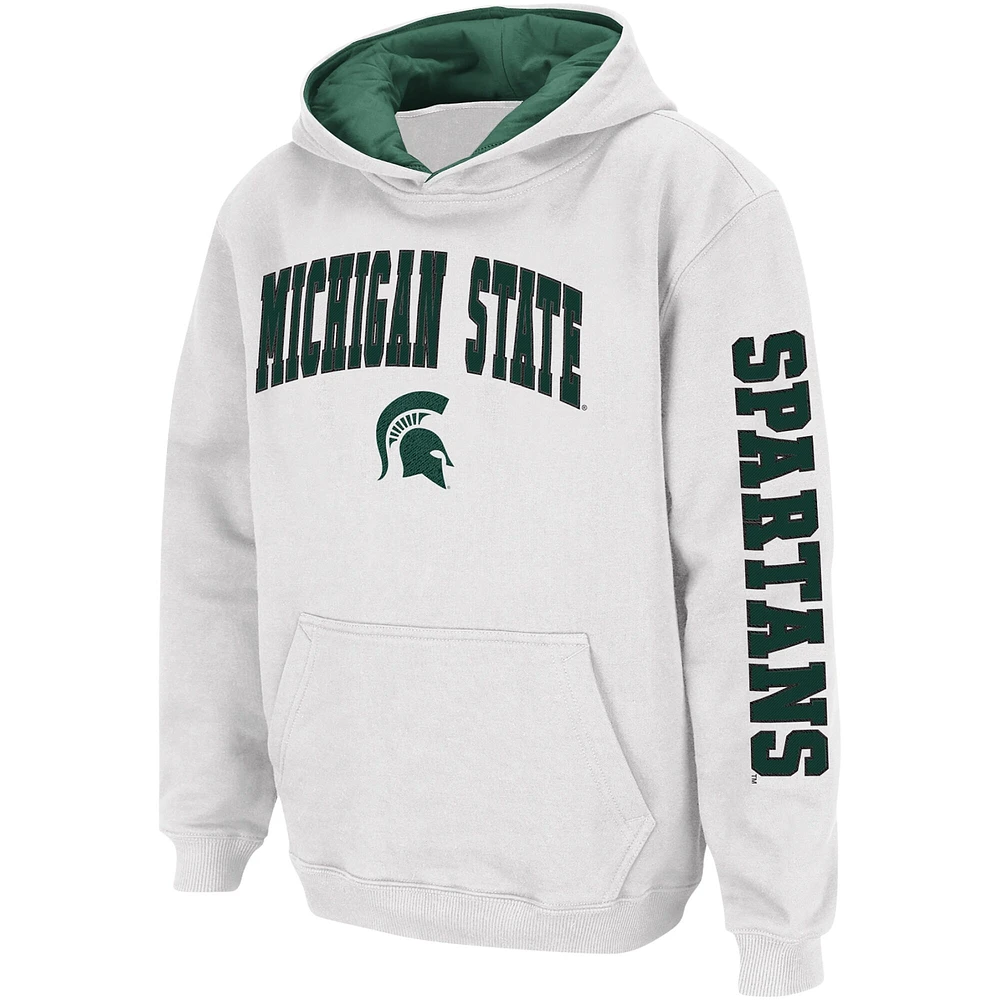Youth Colosseum  White Michigan State Spartans 2-Hit Pullover Hoodie