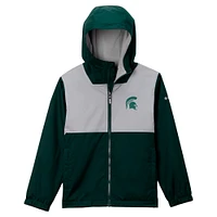 Youth Columbia Green Michigan State Spartans Rainy Fields Lined Omni-Tech Full-Zip Hoodie Jacket