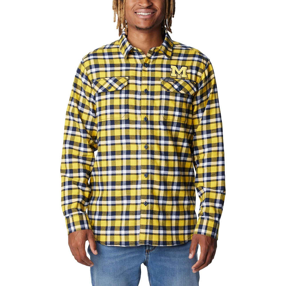 Columbia  Maize Michigan Wolverines Flare Gun Flannel Long Sleeve Shirt