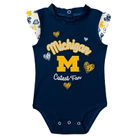 Girls Newborn Navy Michigan Wolverines Happy Hearts  2-Pack Bodysuit Set