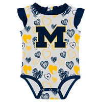 Girls Newborn Navy Michigan Wolverines Happy Hearts  2-Pack Bodysuit Set