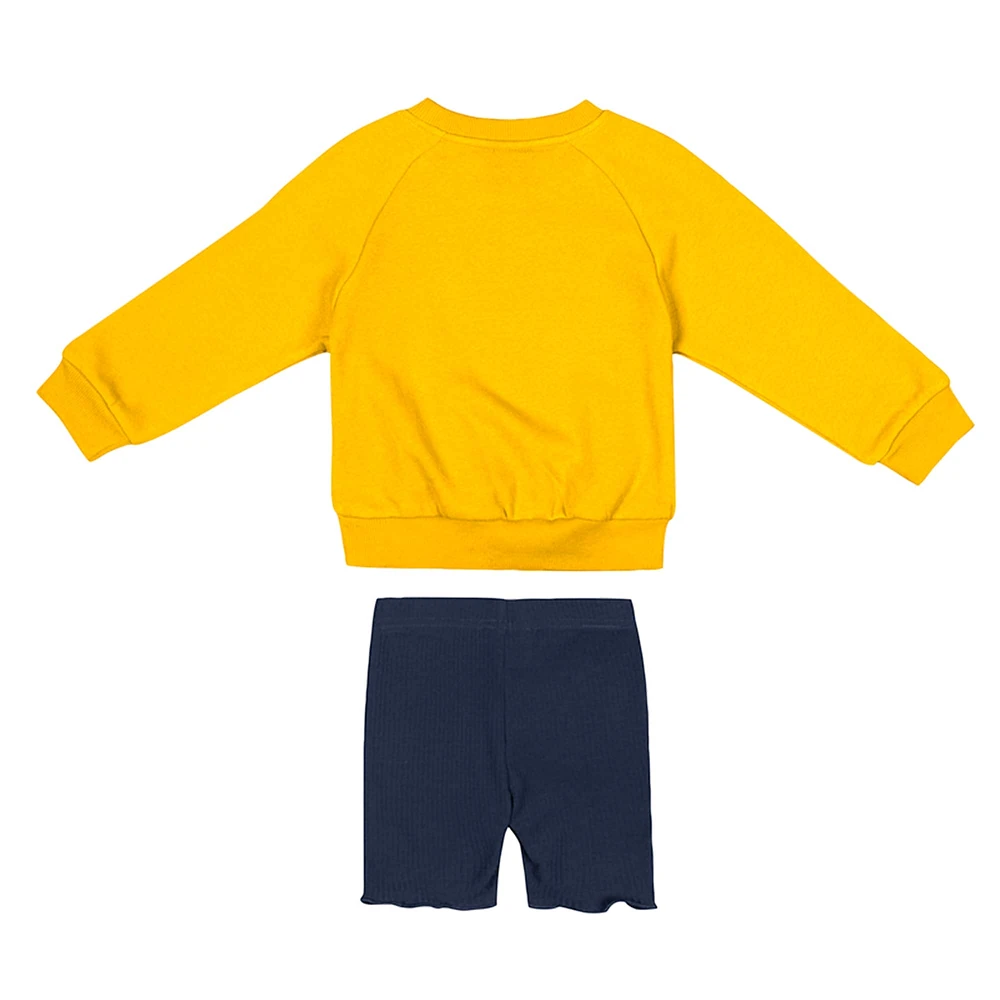 Girls Toddler Colosseum  Maize/Navy Michigan Wolverines Beta Fleece Sweatshirt and Shorts Set