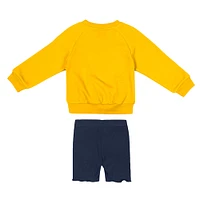 Girls Toddler Colosseum  Maize/Navy Michigan Wolverines Beta Fleece Sweatshirt and Shorts Set