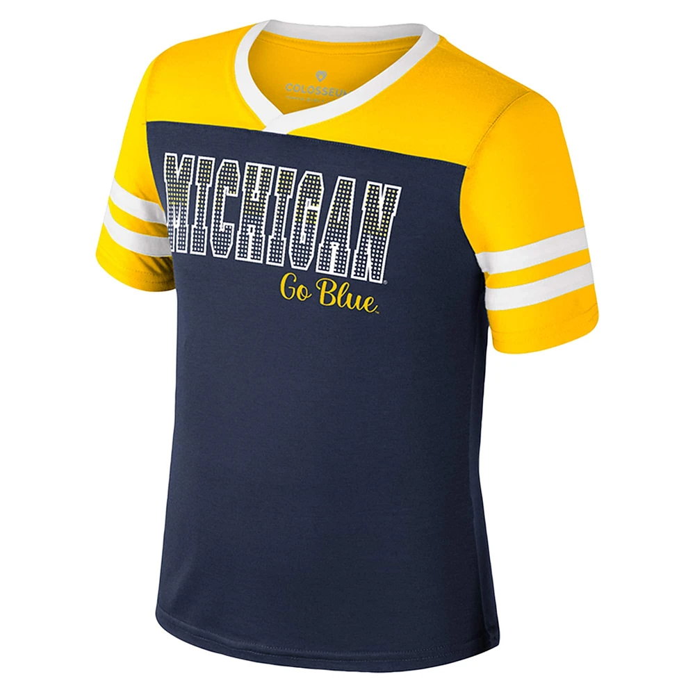 Girls Youth Colosseum Navy Michigan Wolverines Space Opera T-Shirt