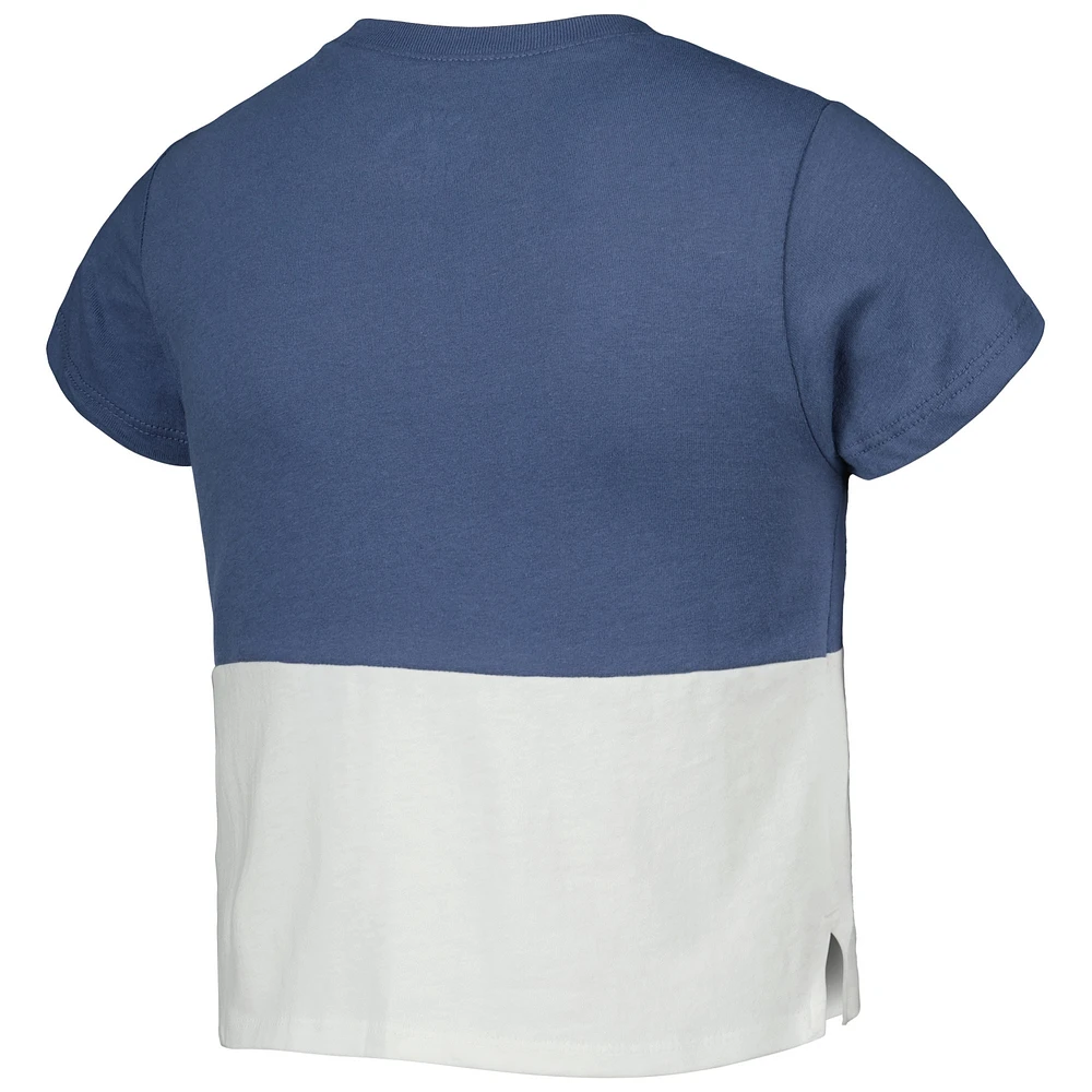 Girls Youth League Collegiate Wear Navy/White Michigan Wolverines Colorblocked T-Shirt