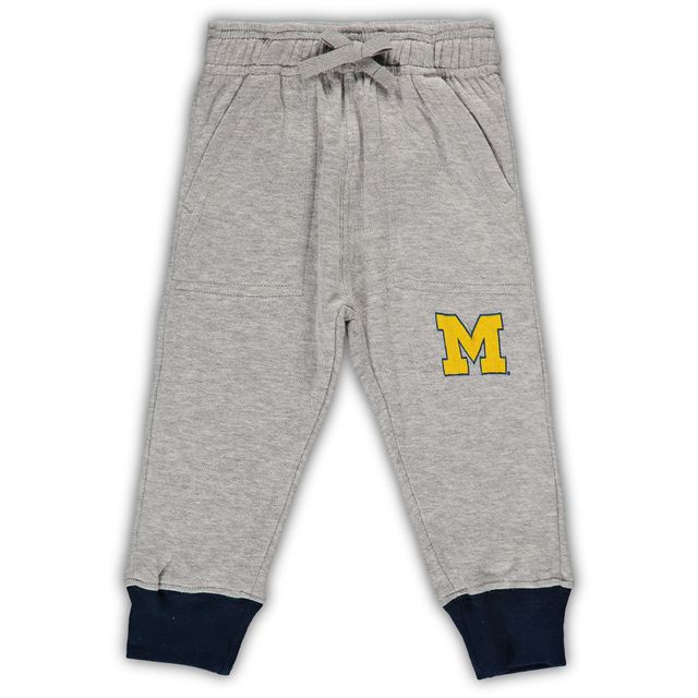 Bébé Wes & Willy Gris chiné/Marine Michigan Wolverines Jie Body à manches longues et ensemble de pantalons
