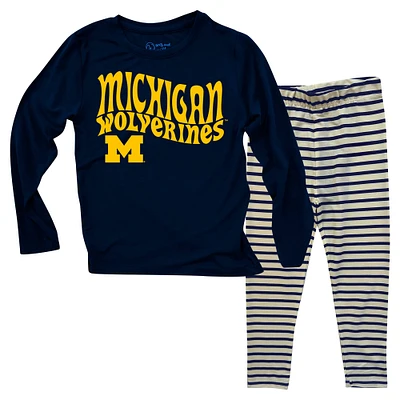Ensemble haut à manches longues et leggings rayés tri-blend pour bébé Wes & Willy Michigan Wolverines