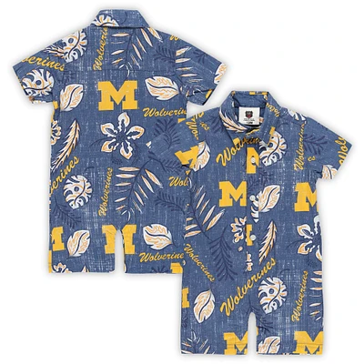 Barboteuse vintage à fleurs Wes & Willy Navy Michigan Wolverines pour bébé